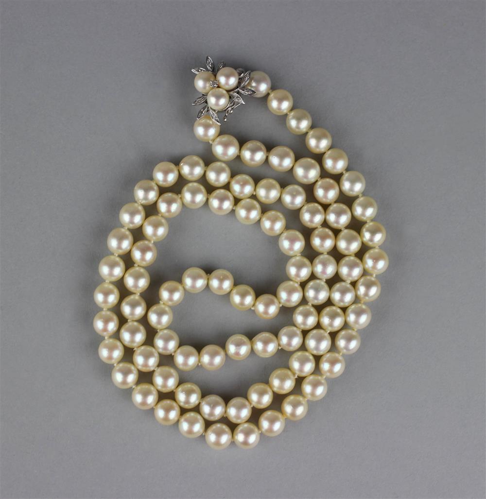 Appraisal: LADY'S OPERA LENGTH STRAND OF CULTURED PEARLS WITH PEARL AND