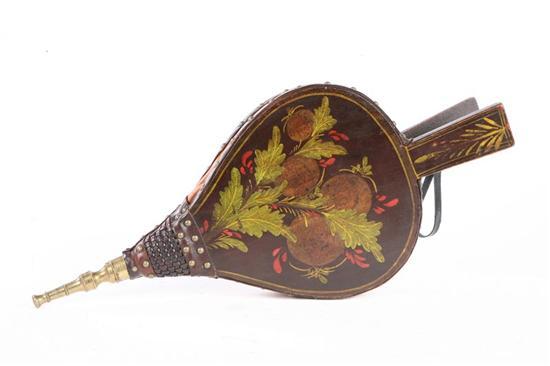 Appraisal: DECORATED BELLOWS American th century Original stenciled and freehand painted