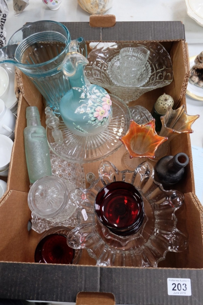 Appraisal: A collection of glassware to include local bottles Victorian painted