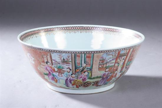 Appraisal: CHINESE MANDARIN PALETTE PORCELAIN PUNCH BOWL Figural decoration - in