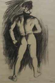 Appraisal: James Gleeson - Standing Male Figure Seen From Behind pastel