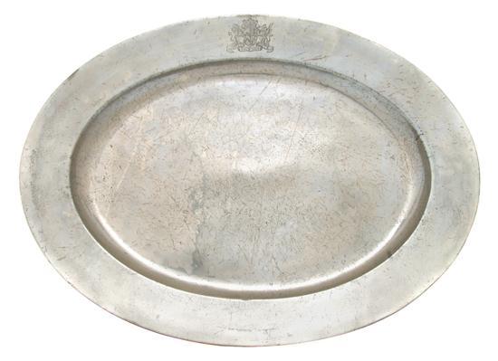 Appraisal: A Continental Pewter Meat Tray of oval form having a