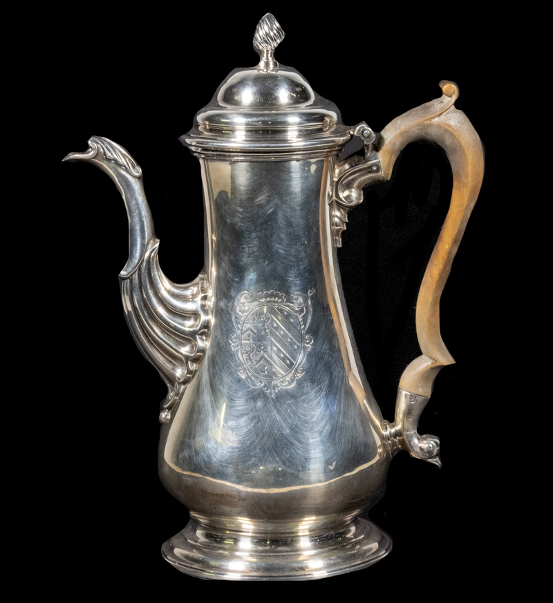 Appraisal: GEORGE II SILVER COFFEE POT English Sterling Silver Coffee Pot