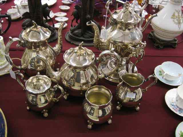 Appraisal: English Silverplate Tea Coffee Servicewith hot water kettle on stand