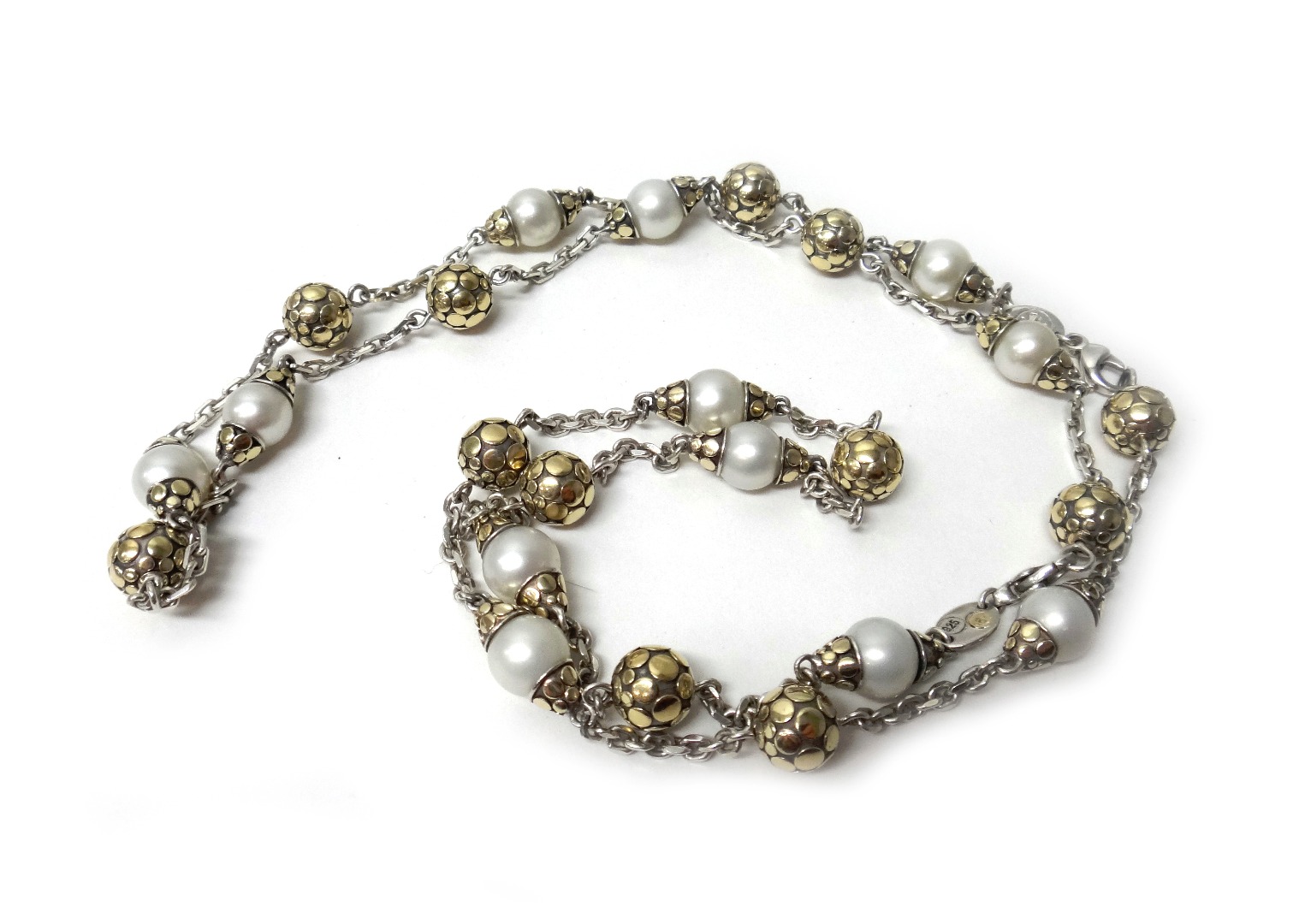 Appraisal: A John Hardy gold silver and cultured pearl necklace the