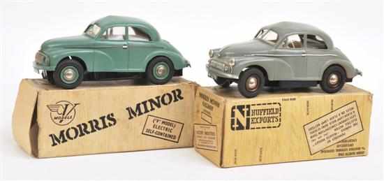 Appraisal: TWO VICTORY MODELS MORRIS MINORS both plastic-bodied battery operated removable