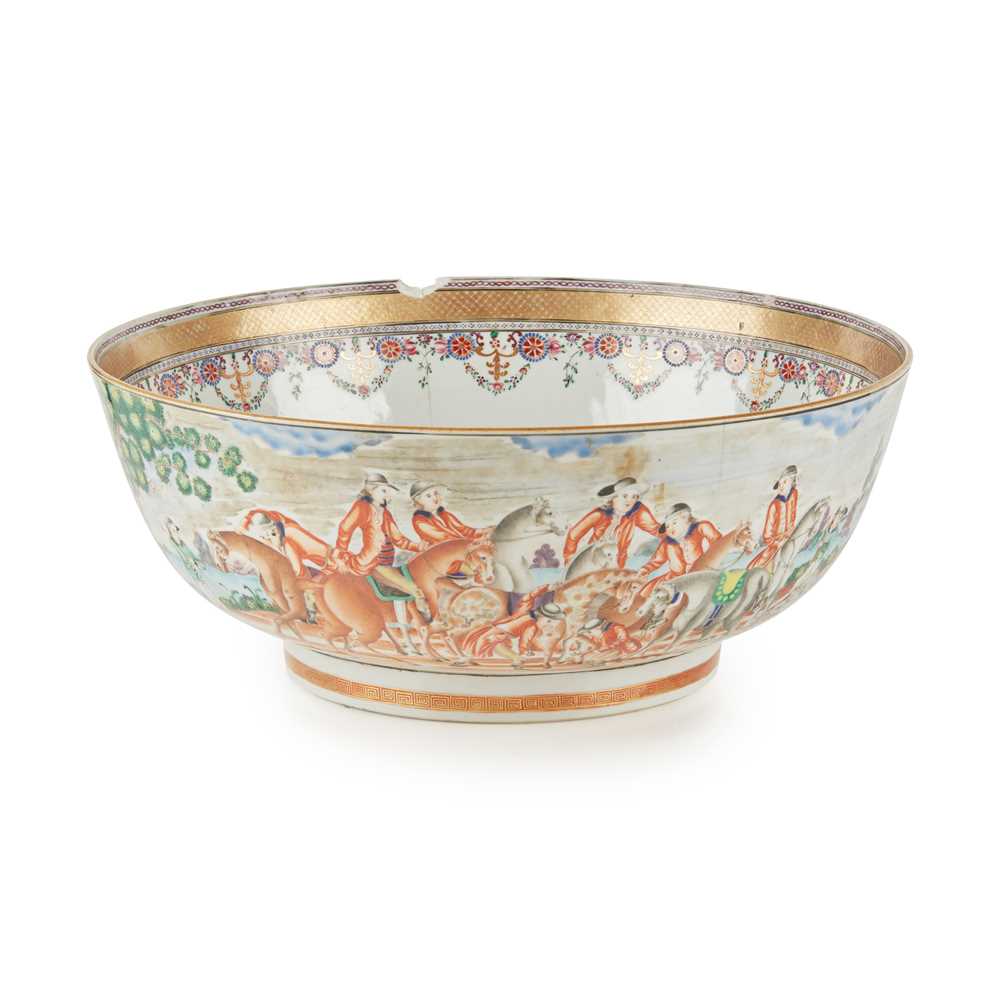 Appraisal: A CHINESE EXPORT EUROPEAN SUBJECT PORCELAIN PUNCH BOWL QING DYNASTY