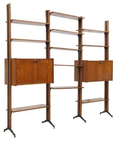 Appraisal: Italian mid-century modern teak modular bookcase c s black steel