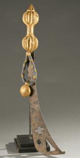 Appraisal: Asante gold leaf ceremonial sword th c Asante stool with