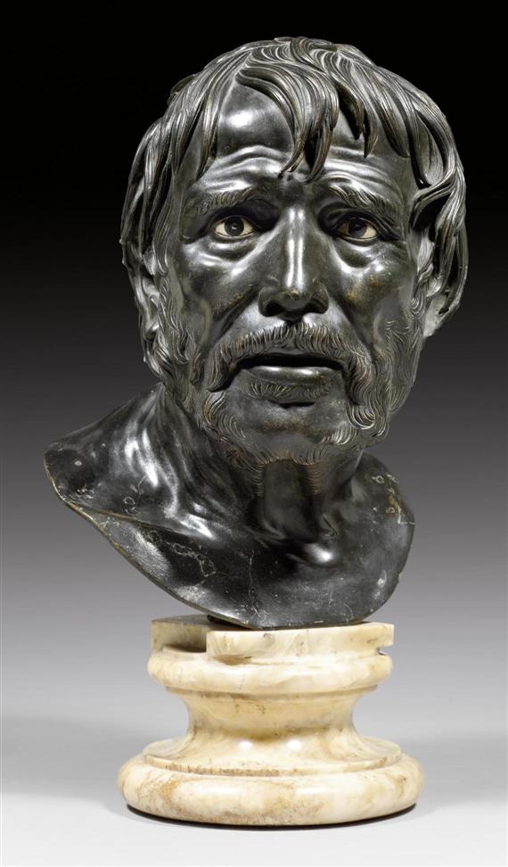 Appraisal: BRONZE BUST Renaissance style probably Italy th century Burnished bronze