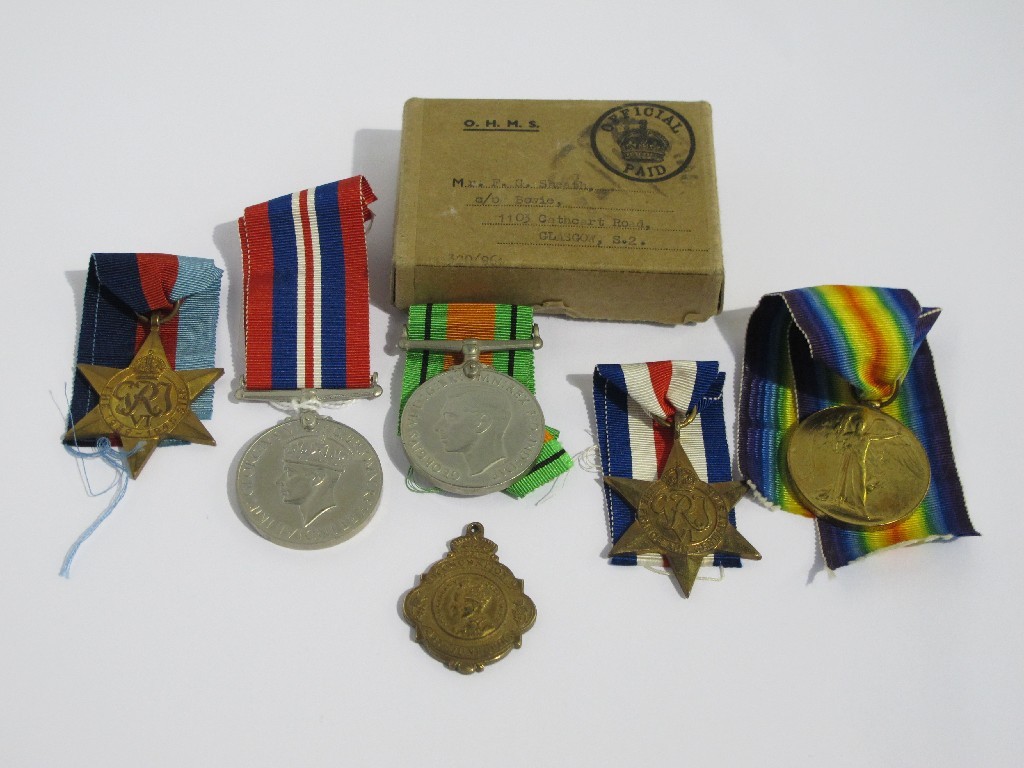 Appraisal: Group of four WWII medals and stars a Victory medal