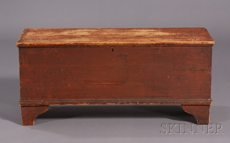 Appraisal: Red-painted Pine Six-Board Chest New England early th century with