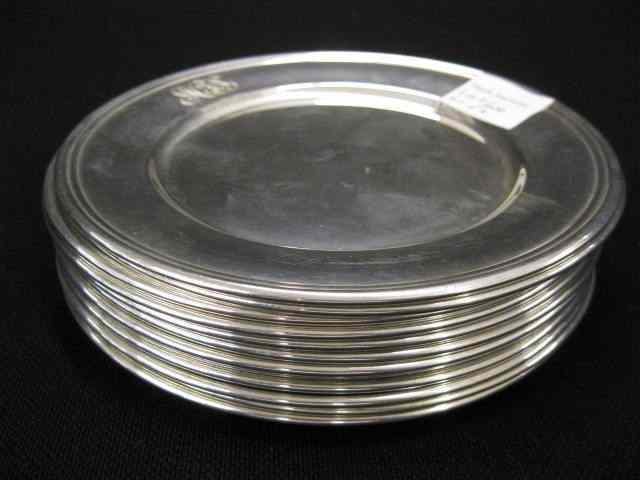 Appraisal: Set of Kirk Sterling Silver Bread Plates monogram '' diameter