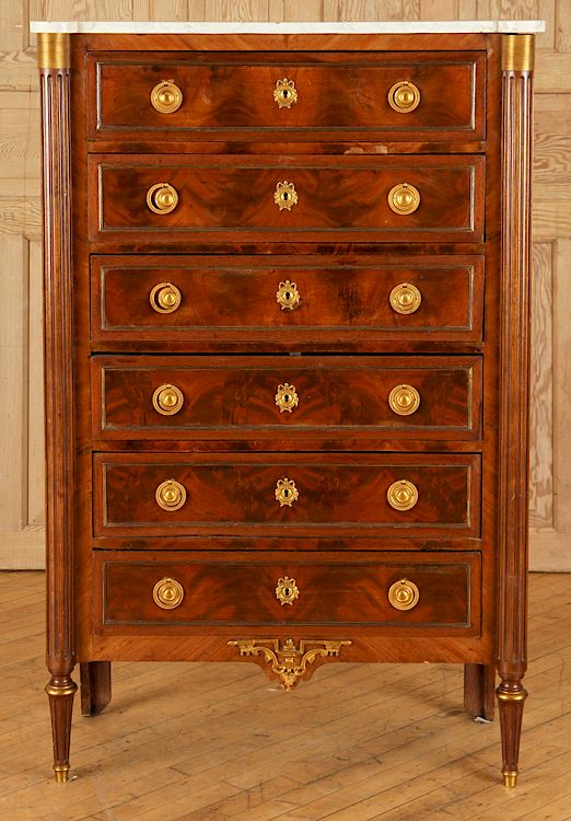 Appraisal: LOUIS XVI STYLE MARBLE TOP CHEST CIRCA A Frrech Louis