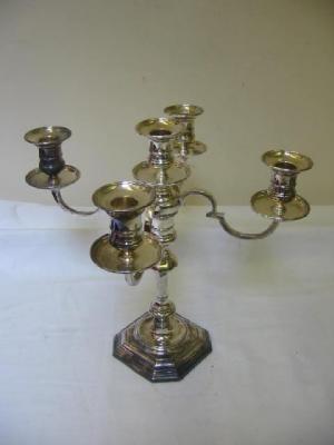 Appraisal: A FIVE BRANCH CANDELABRUM the detachable top section with moulded