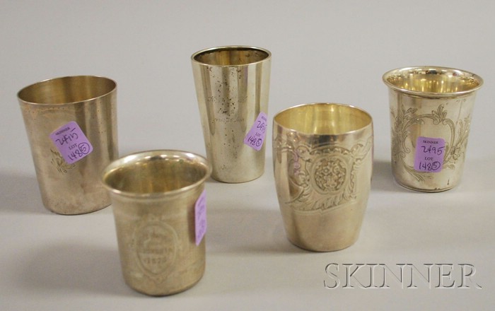 Appraisal: Five Continental Silver Cups two silver approx troy oz