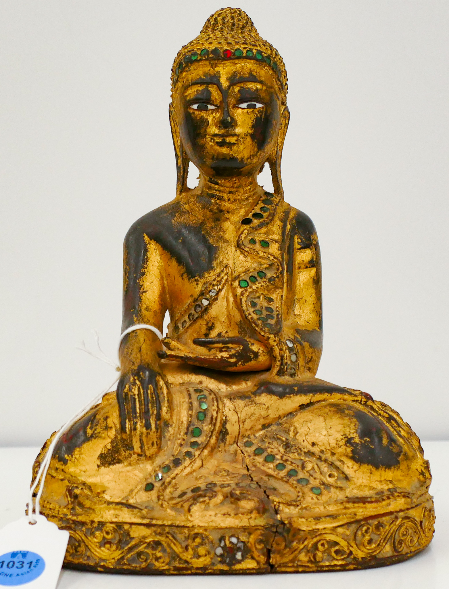 Appraisal: Burmese Mandalay Gilt Jeweled Seated Buddha ''x ''