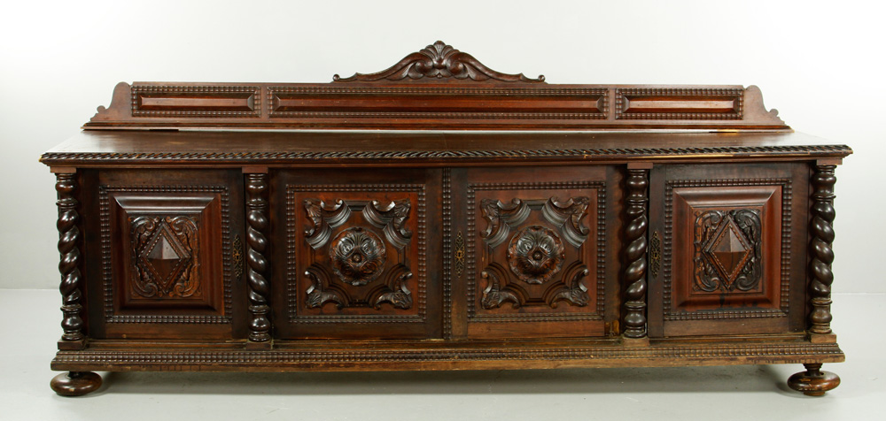 Appraisal: - th C English Sideboard th century English sideboard heavily