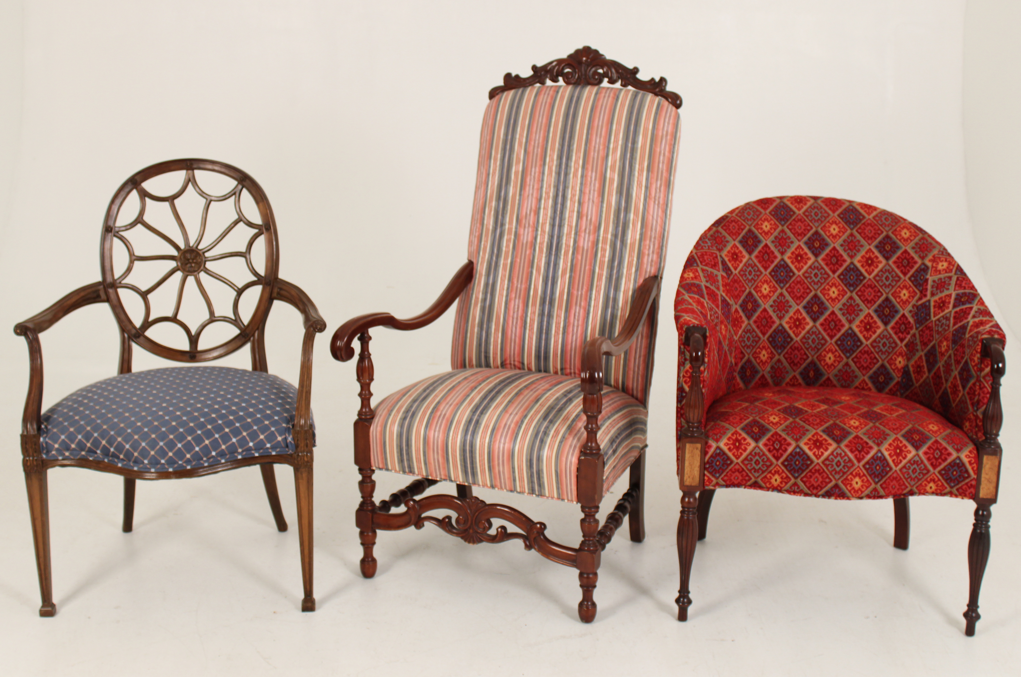 Appraisal: GROUP OF QUALITY MAHOGANY ARM CHAIRS Group of quality mahogany