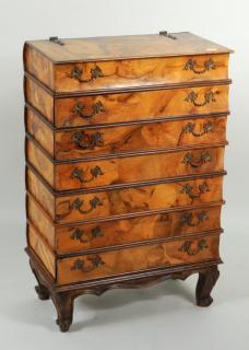 Appraisal: Venetian Style Olivewood Cabinet Of Drawers Venetian style olivewood cabinet