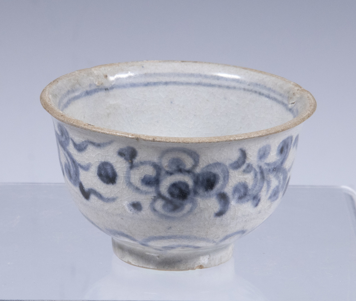 Appraisal: CHINESE CUP Yuan Style Blue and White Glazed Footed Cup