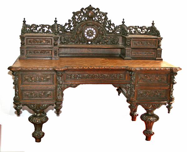 Appraisal: A French Renaissance Revival inlaid oak desk third quarter th