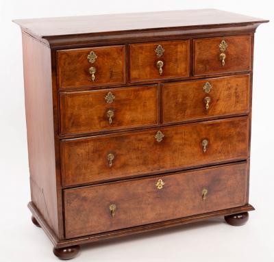 Appraisal: An early th century walnut and feather banded chest of