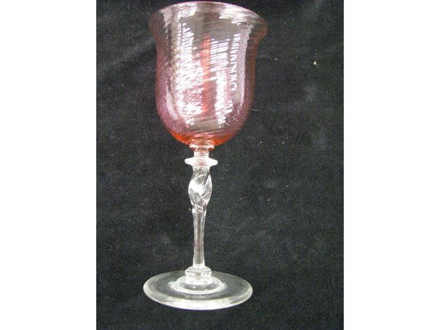 Appraisal: Pc Cranberry Glass Stemware Service goblets wines and desserts all