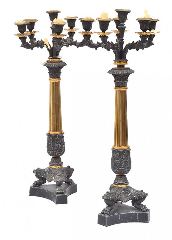 Appraisal: A PAIR OF FRENCH EMPIRE STYLE CAST METAL AND BRASS