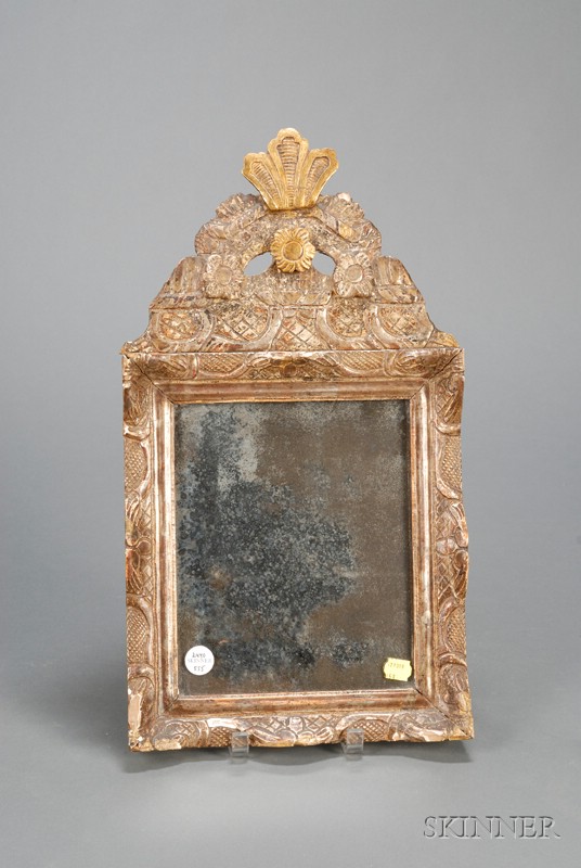 Appraisal: Giltwood Mirror Continental th century carved floral crest and frame