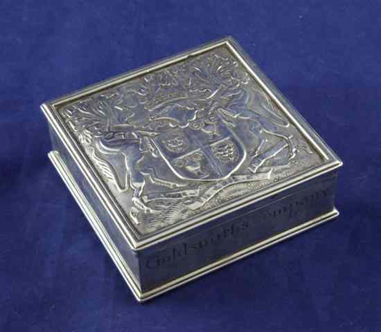 Appraisal: A George V silver cigarette vesta box inscribed '' The