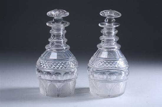 Appraisal: PAIR ENGLISH CUT-CRYSTAL DECANTERS th century Baluster-form with stoppers -