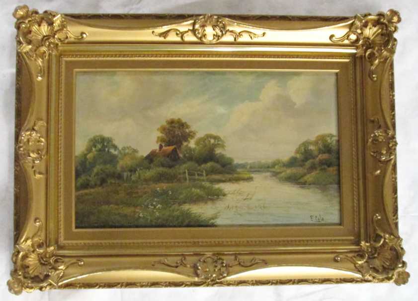 Appraisal: EDWIN COLE OIL ON CANVAS United Kingdom born River landscape