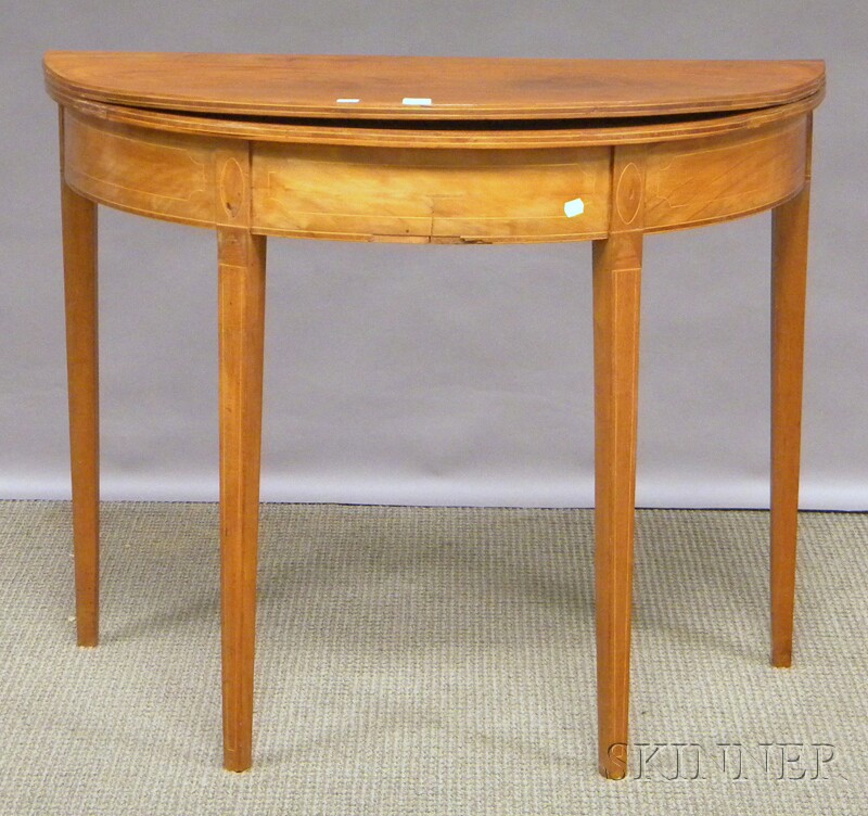 Appraisal: Federal Inlaid Mahogany Demilune Card Table early th century