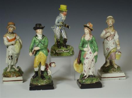 Appraisal: A group of five early th century Staffordshire creamware figures