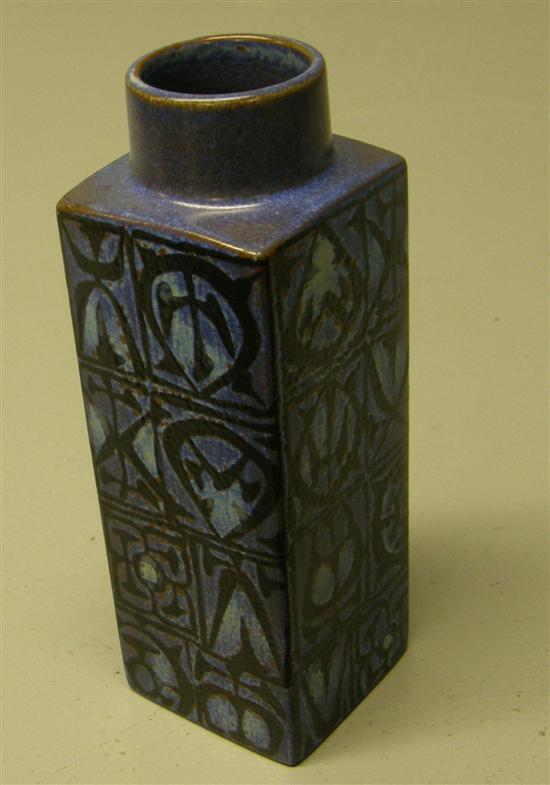 Appraisal: Royal Copenhagen Fajance vase of square section each side decorated