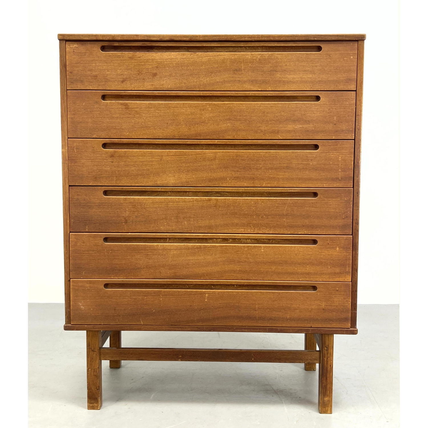 Appraisal: Danish Modern Teak Tall Chest Dresser Dimensions H inches W