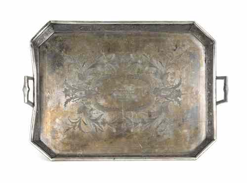 Appraisal: Silver plated presentation tray inscribed To Mrs Adeline E Blair