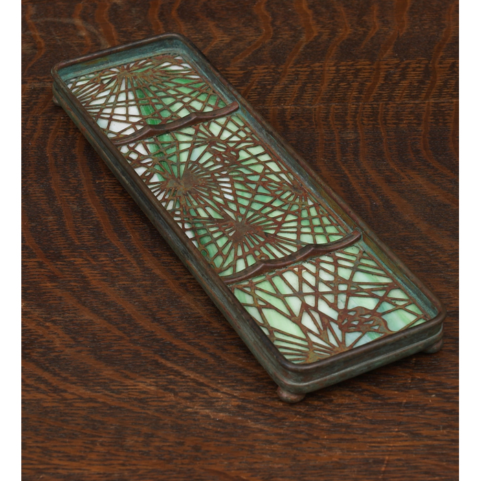 Appraisal: Tiffany Studios pen tray bronze with a pine needle pattern