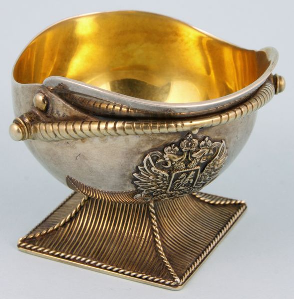 Appraisal: Russian silver cup in the form of a Napoleonic helmet