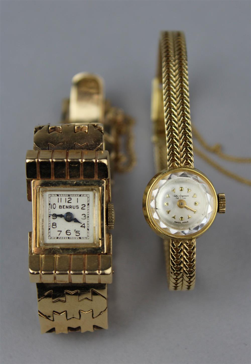 Appraisal: VINTAGE BENRUS K YELLOW GOLD LADIES WATCH AND VINTAGE JULES