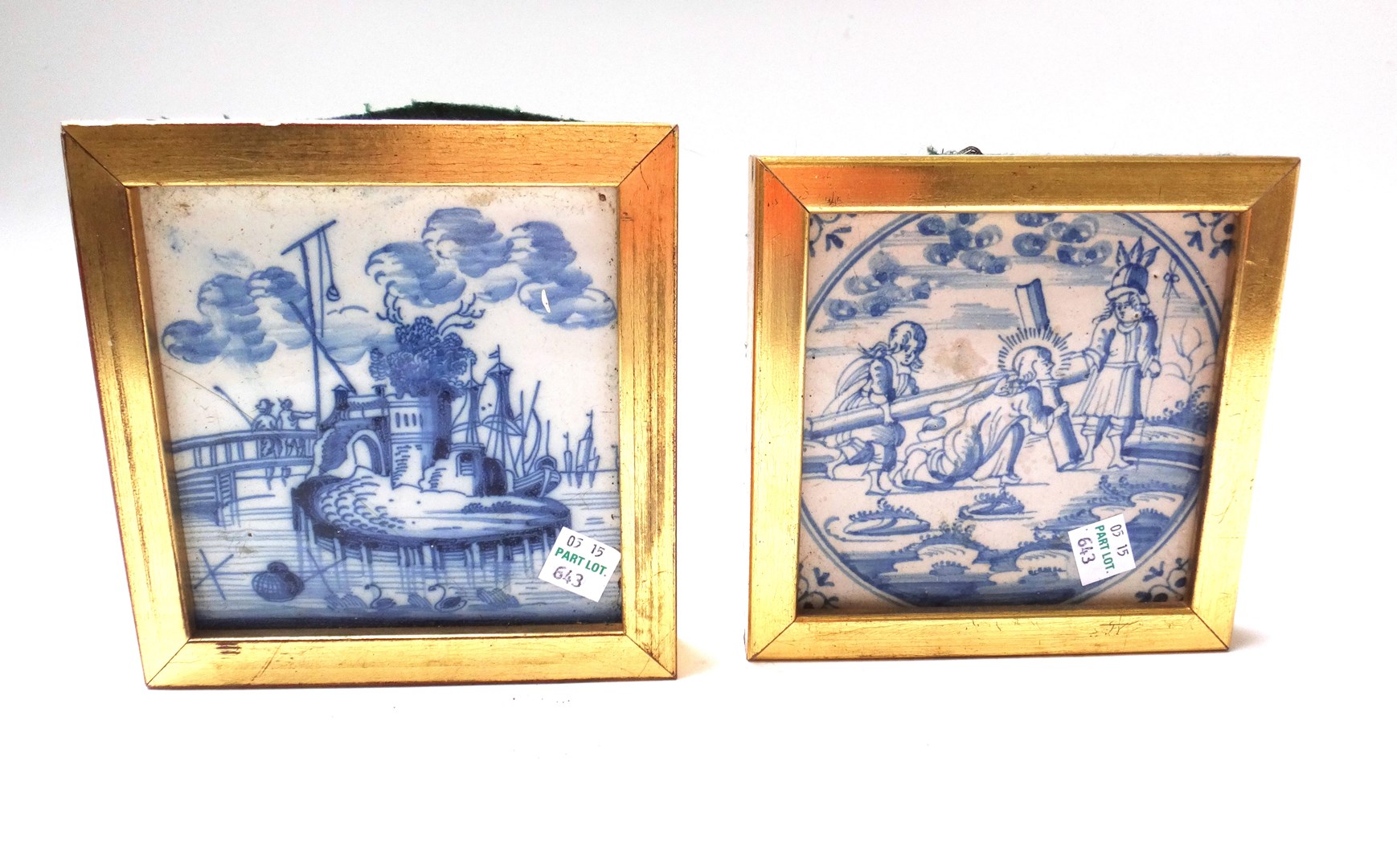 Appraisal: Eleven delftware blue and white tiles mostly English th century