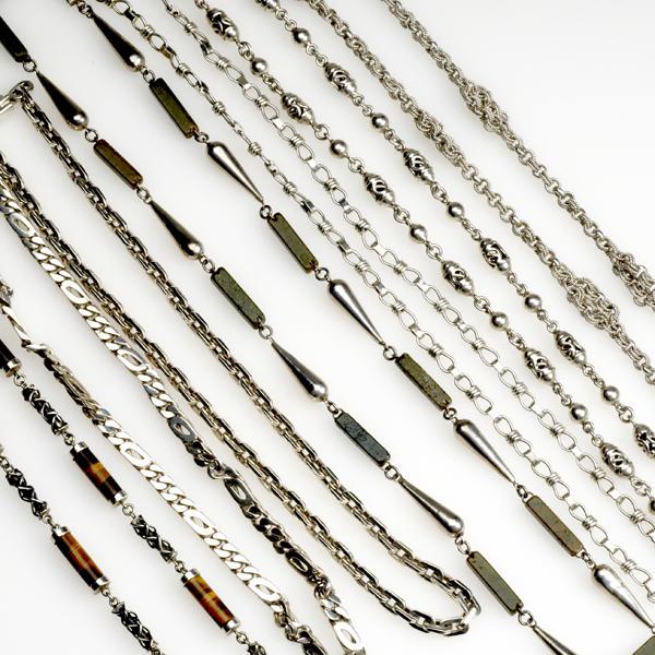 Appraisal: MEXICAN SILVER Seven chain necklaces