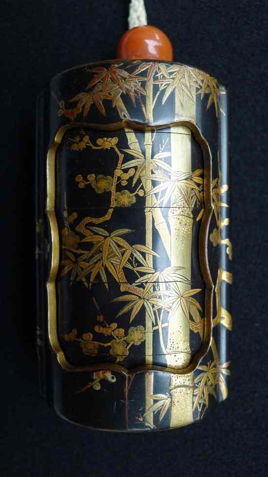 Appraisal: A Meiji period four-case saya type inro with takamaki-e outer