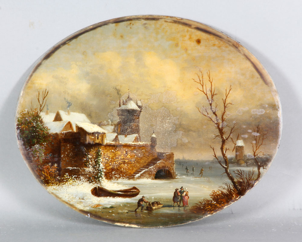 Appraisal: - European Winter Scene O C European winter scene oil