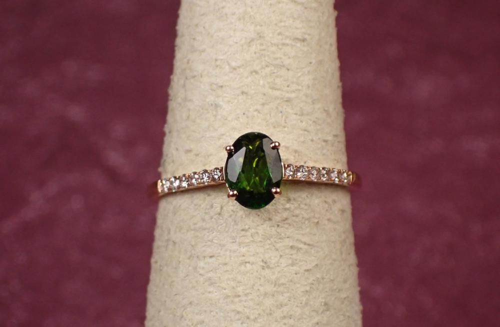 Appraisal: CHROME DIOPSIDE DIAMOND AND FOURTEEN KARAT GOLD RING The rose