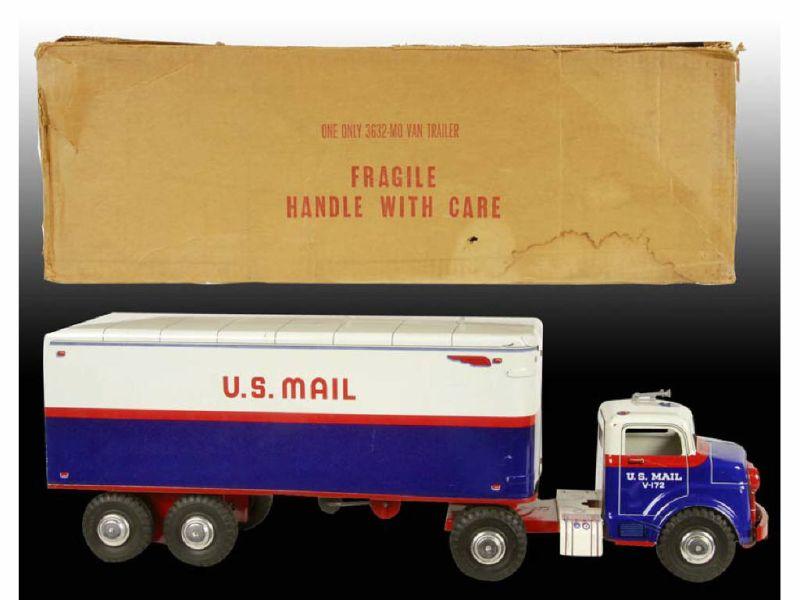 Appraisal: Marx Pressed Steel US Mail Van Trailer Toy w Description