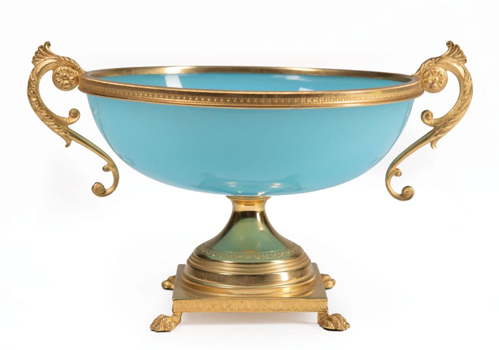 Appraisal: French Gilt Bronze-Mounted Opaline Glass Center Bowl late th early