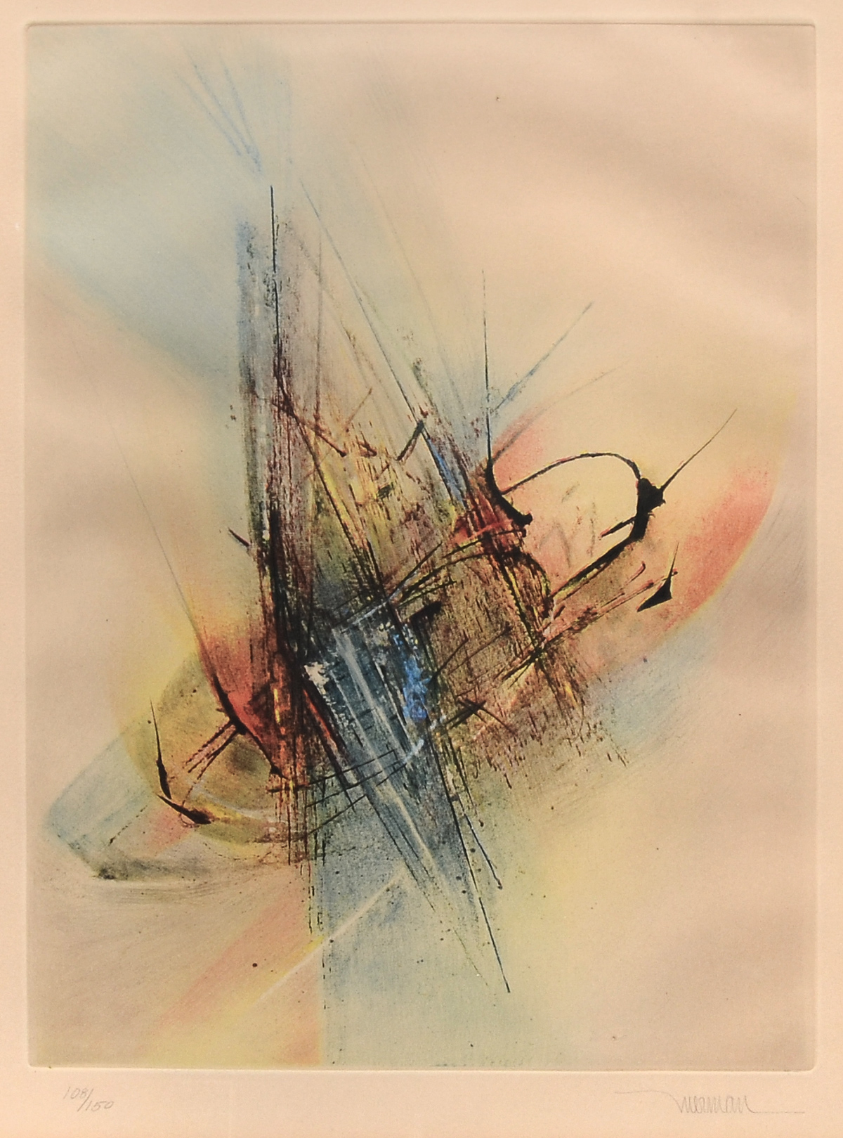 Appraisal: NIERMAN Leonardo Mexican Abstract Composition Etching with Lithograph sight size