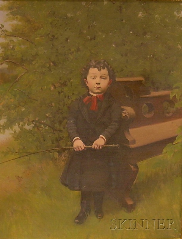 Appraisal: American th th Century Portrait of a Boy with Whip